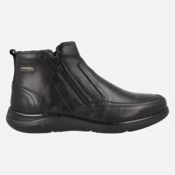 Botines negros de piel para hombre con doble cremallera y membrana Windtex