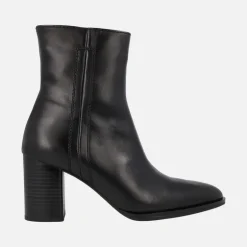 Botines negros de piel para mujer con tacones de 8 cms Harika