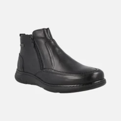 Botines negros de piel para hombre con doble cremallera y membrana Windtex