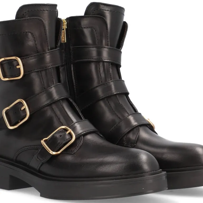 Botines negros de piel Vogue con triple hebilla