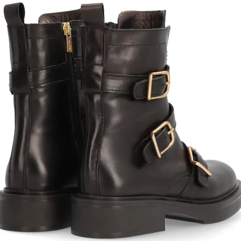 Botines negros de piel Vogue con triple hebilla