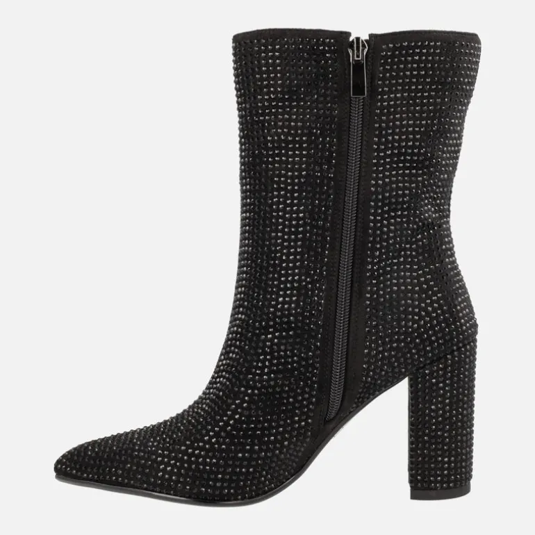 Botines negros de tacón alto cubiertos de strass Handre