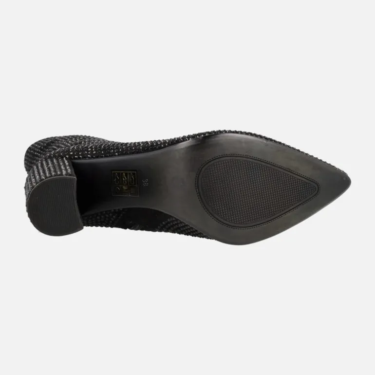 Botines negros de tacón alto cubiertos de strass Handre
