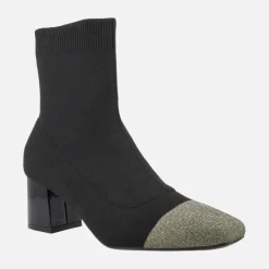 Botines negros estilo calcetín con puntera dorada y tacón Vanlose