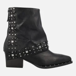 Botines negros estilo cowboy Lil Emilia con faldón y remaches