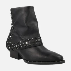Botines negros estilo cowboy Lil Emilia con faldón y remaches