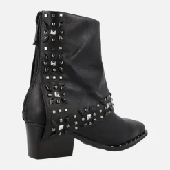 Botines negros estilo cowboy Lil Emilia con faldón y remaches
