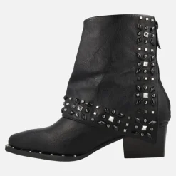 Botines negros estilo cowboy Lil Emilia con faldón y remaches
