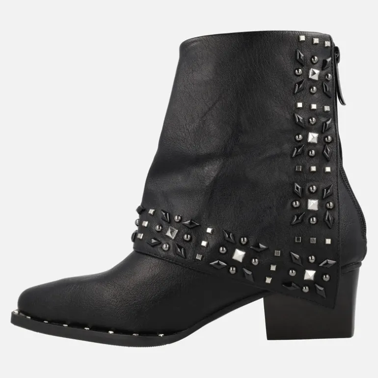 Botines negros estilo cowboy Lil Emilia con faldón y remaches