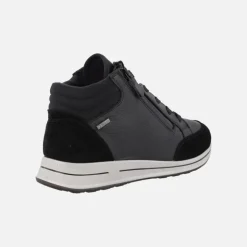 Botines negros Gore-tex de piel con cordones y cremallera para mujer