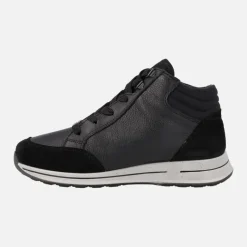Botines negros Gore-tex de piel con cordones y cremallera para mujer
