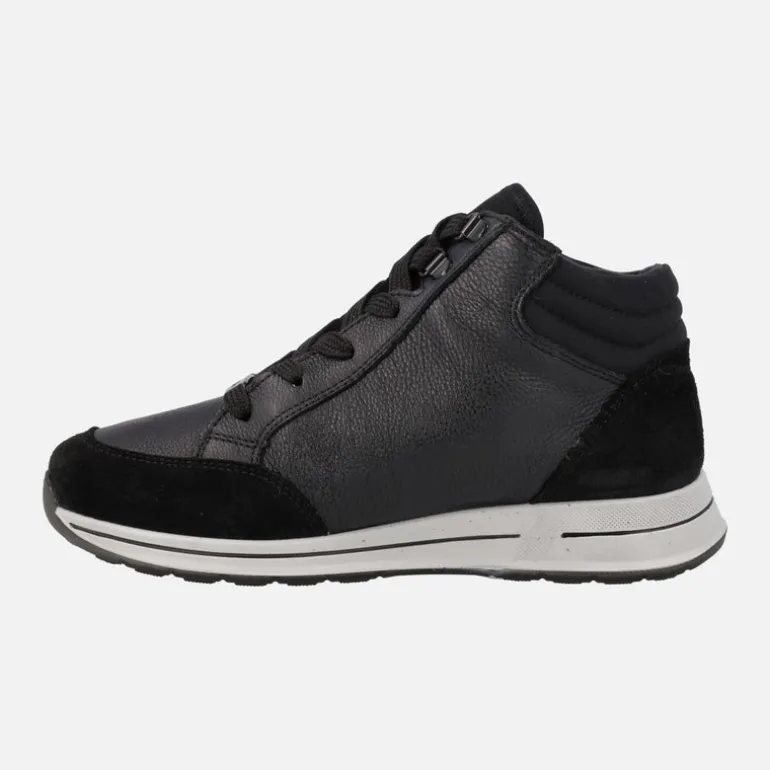 Botines negros Gore-tex de piel con cordones y cremallera para mujer
