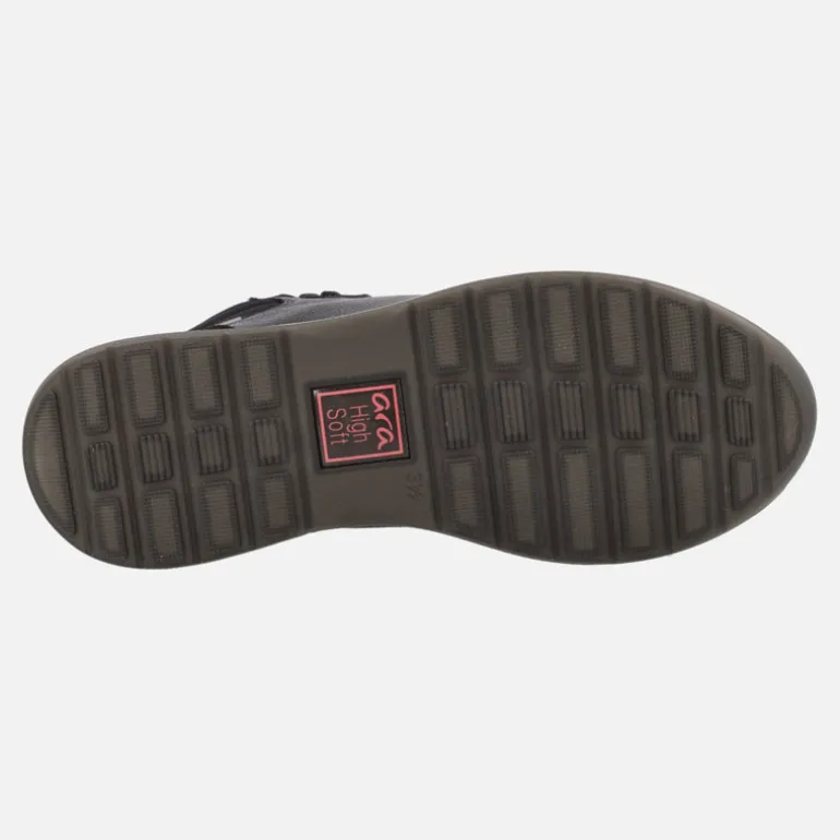 Botines negros Gore-tex de piel con cordones y cremallera para mujer