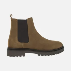 Botines para hombre estilo chelsea en serraje color cuero