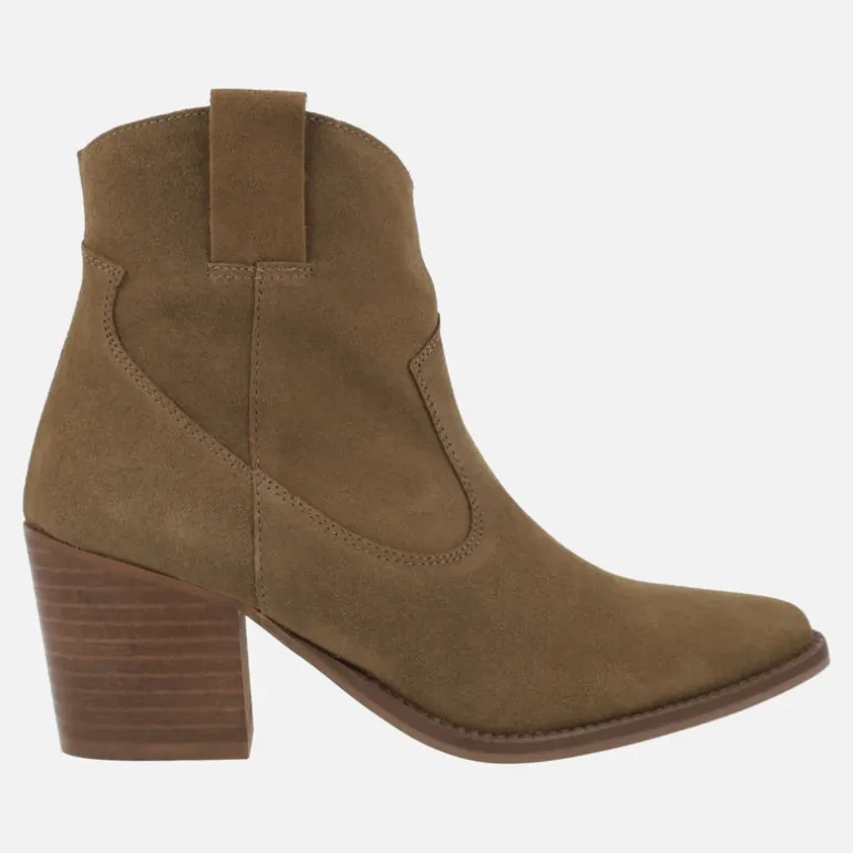 Botines para mujer estilo cowboy en serraje cuero