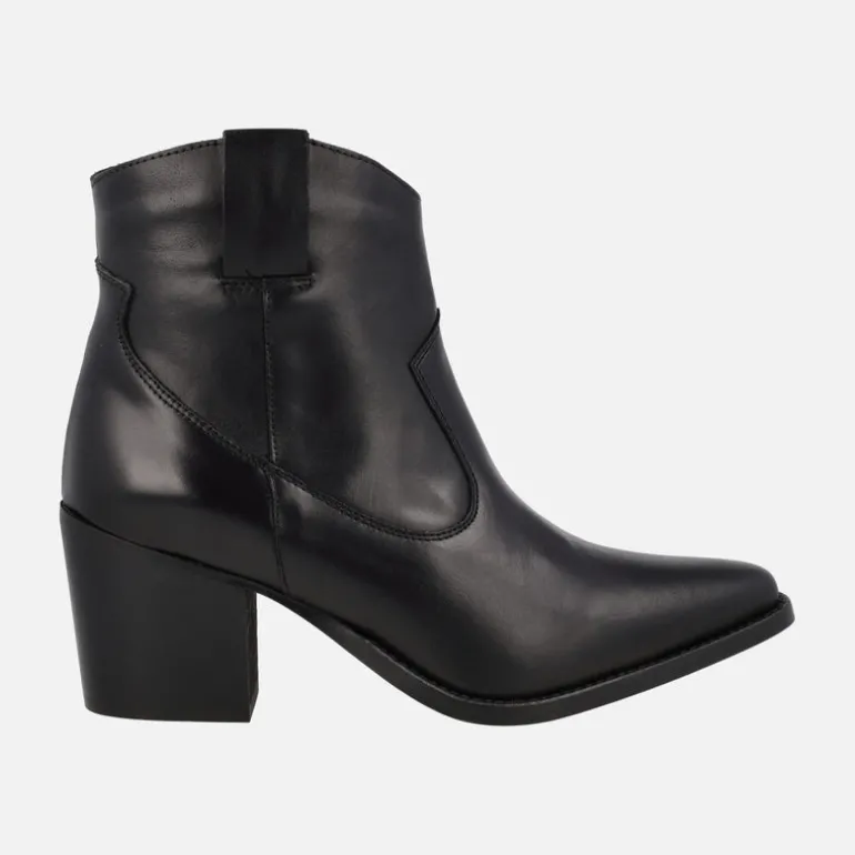 BOTINES PARA MUJER ESTILO COWBOY EN piel negra