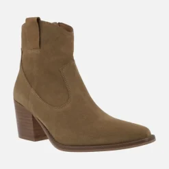 Botines para mujer estilo cowboy en serraje cuero