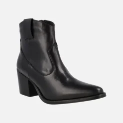 BOTINES PARA MUJER ESTILO COWBOY EN piel negra