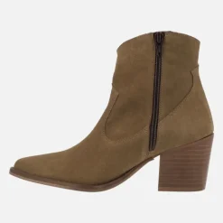 Botines para mujer estilo cowboy en serraje cuero