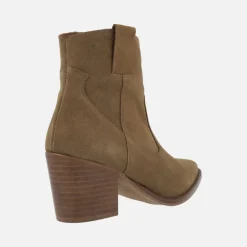 Botines para mujer estilo cowboy en serraje cuero