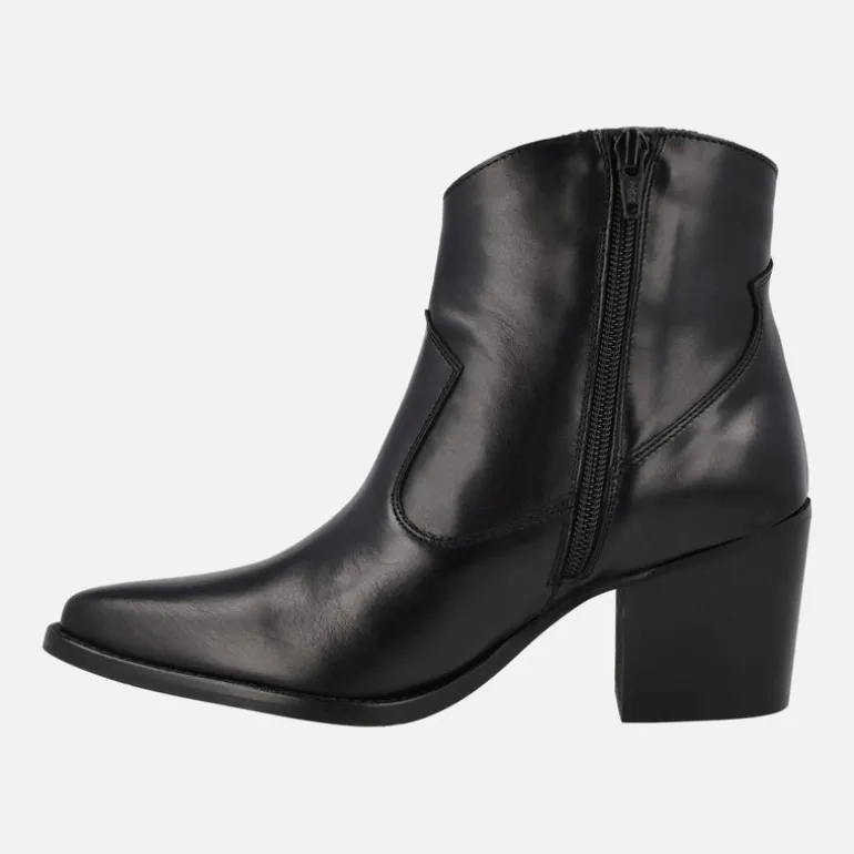 BOTINES PARA MUJER ESTILO COWBOY EN piel negra