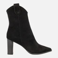 Botines para mujer Helga en ante negro con tacones altos