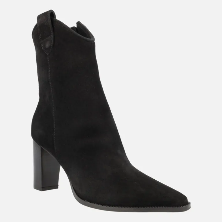 Botines para mujer Helga en ante negro con tacones altos