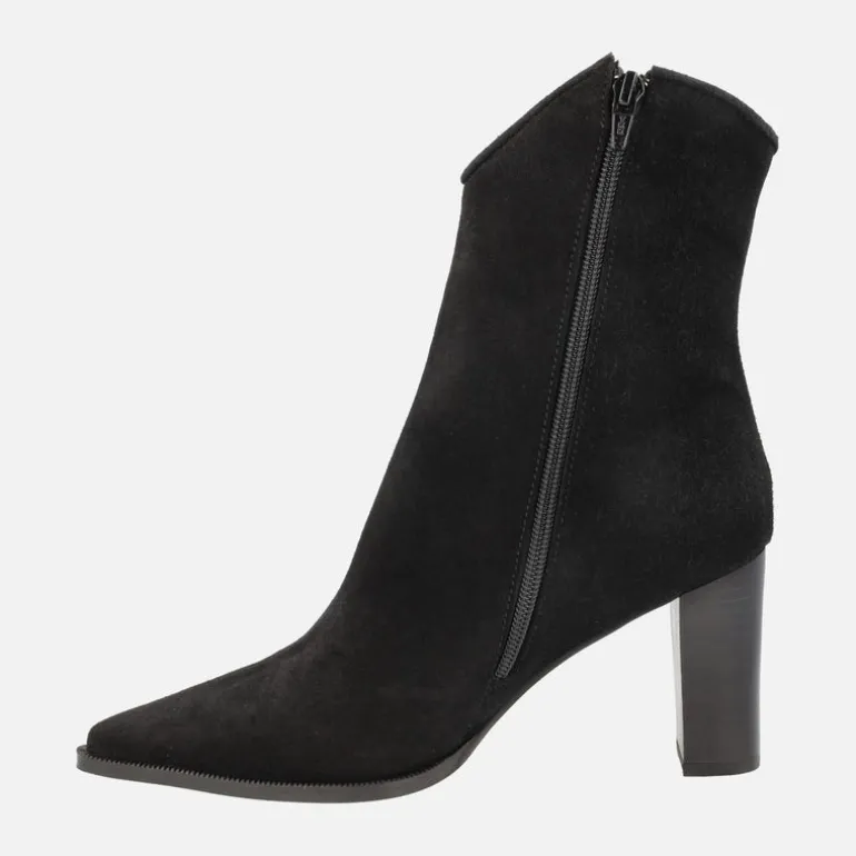 Botines para mujer Helga en ante negro con tacones altos