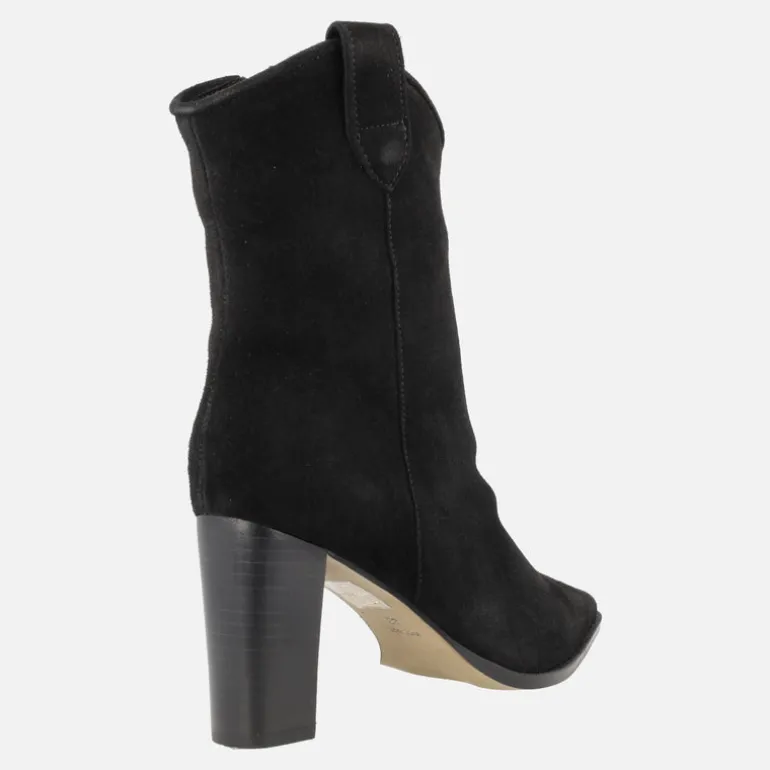 Botines para mujer Helga en ante negro con tacones altos