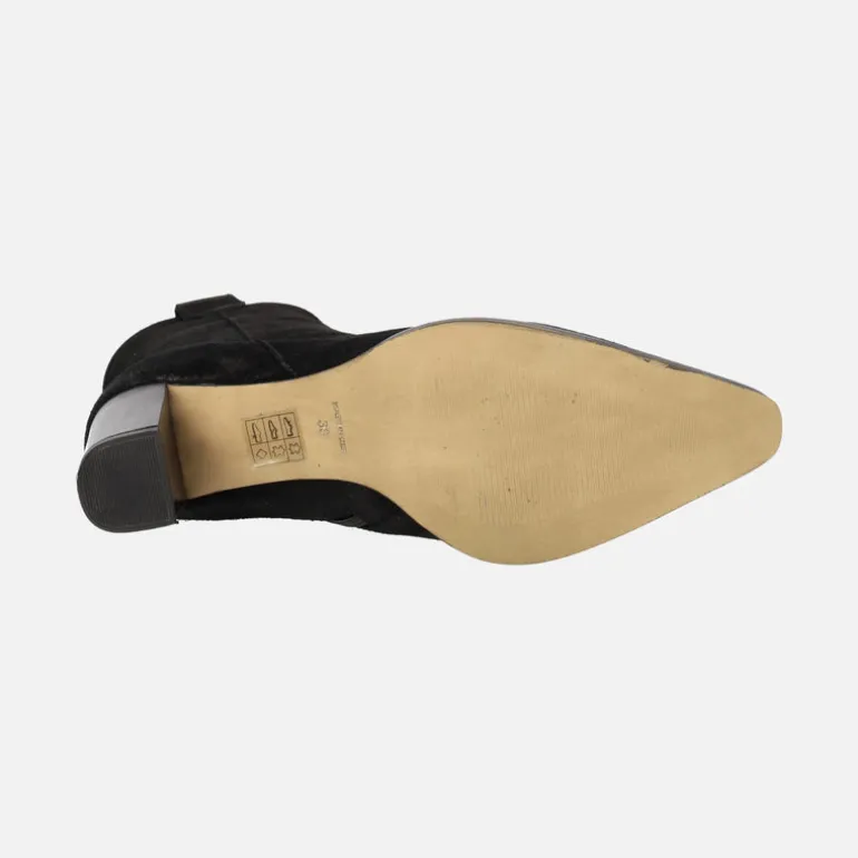 Botines para mujer Helga en ante negro con tacones altos