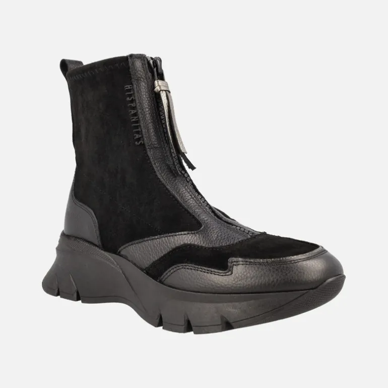 Botines sport Hispanitas Helsinki negros con cremallera frontal