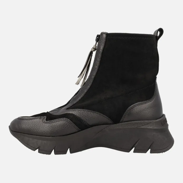 Botines sport Hispanitas Helsinki negros con cremallera frontal