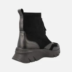 Botines sport Hispanitas Helsinki negros con cremallera frontal