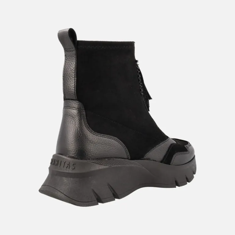 Botines sport Hispanitas Helsinki negros con cremallera frontal