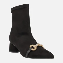 Botines Tula en tejido elástico con tacón y adorno metálico
