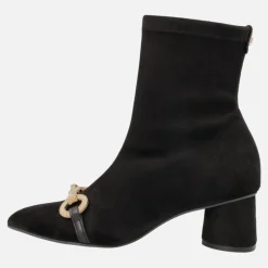 Botines Tula en tejido elástico con tacón y adorno metálico