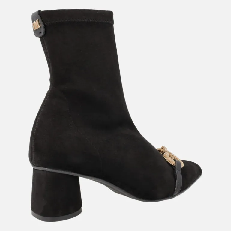 Botines Tula en tejido elástico con tacón y adorno metálico