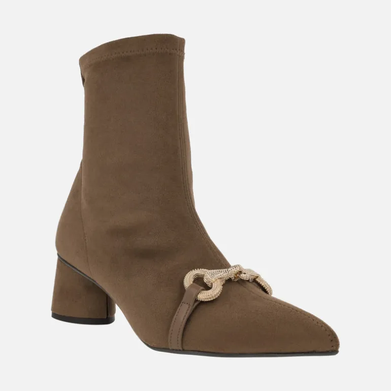 Botines Tula en tejido elástico con tacón y adorno metálico