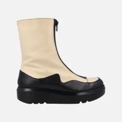 Botines Wonders en combinado negro y crema con cremallera frontal