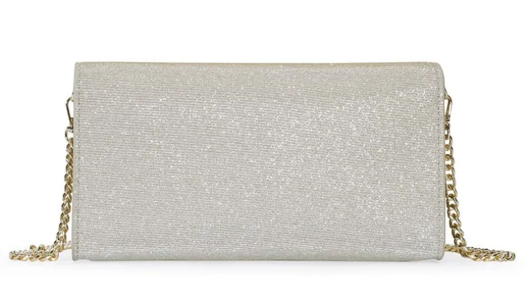 Cartera rectangular en tejido brillo cava Estoril