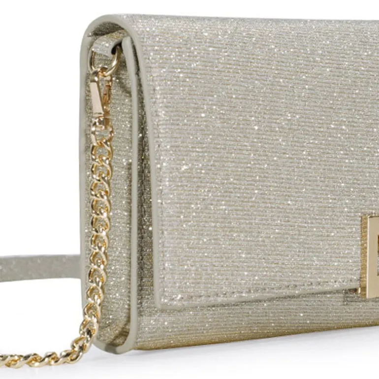 Cartera rectangular en tejido brillo cava Estoril