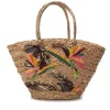 Cestos de rafia Carmela con detalles florales multicolor