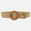 Cinturones Popa en rafia beige con hebilla circular