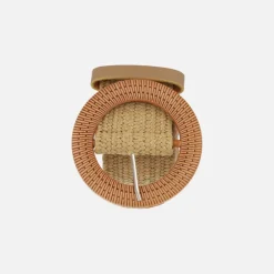 Cinturones Popa en rafia beige con hebilla circular