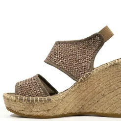 Cuñas altas de esparto para mujer con dos tiras de rafia