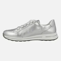 Deportivas Ara en piel metalizada plata con cremallera lateral