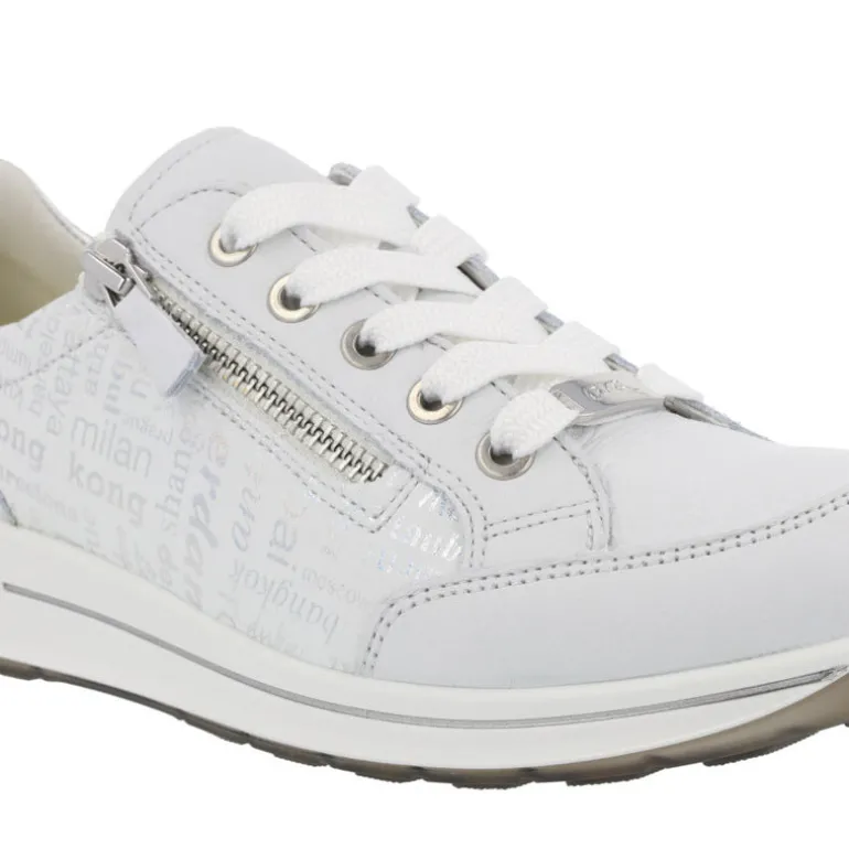 Deportivas blancas para mujer con letras plateadas