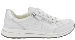 Deportivas blancas para mujer con letras plateadas