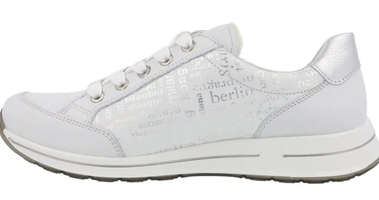 Deportivas blancas para mujer con letras plateadas