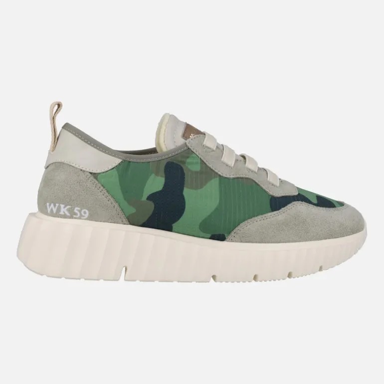 Deportivas Concordia en tejido camuflaje verde
